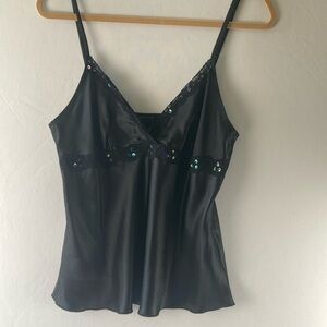 American vintage black satin camisole
